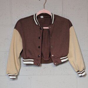 SHEIN Girl's Trendy Cropped Varsity Jacket Size 9, like new